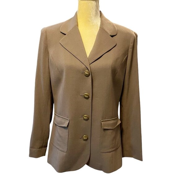 Vintage St. John Collection By Marie Gray Brown Santana Knit Blazer Jacket SZ 6 - Picture 2 of 13